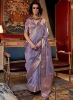 Moss Chiffon Lilac Traditional Wear Weaving Saree